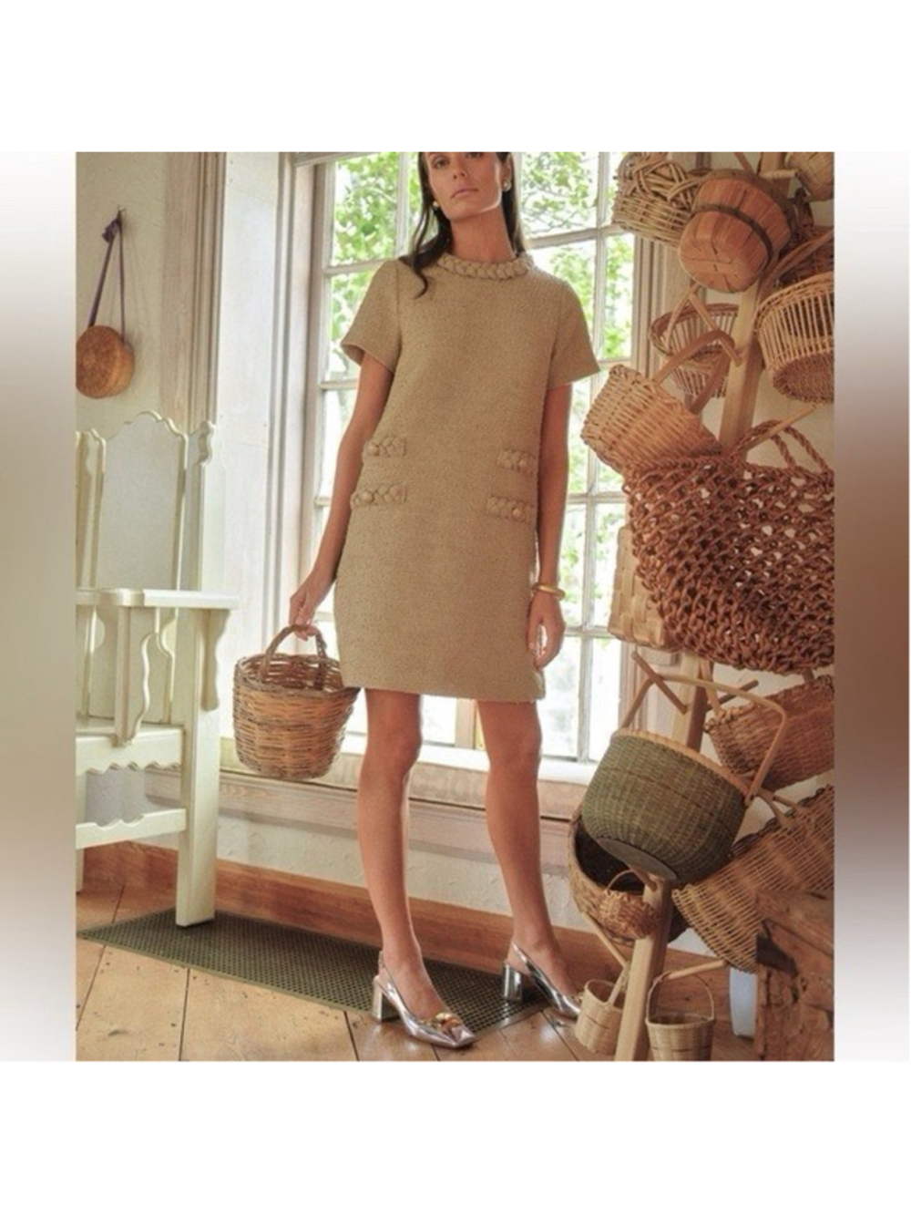 Tuckernuck Croissant Tweed Jackie Mini Dress L Old Money Preppy Pockets Thick